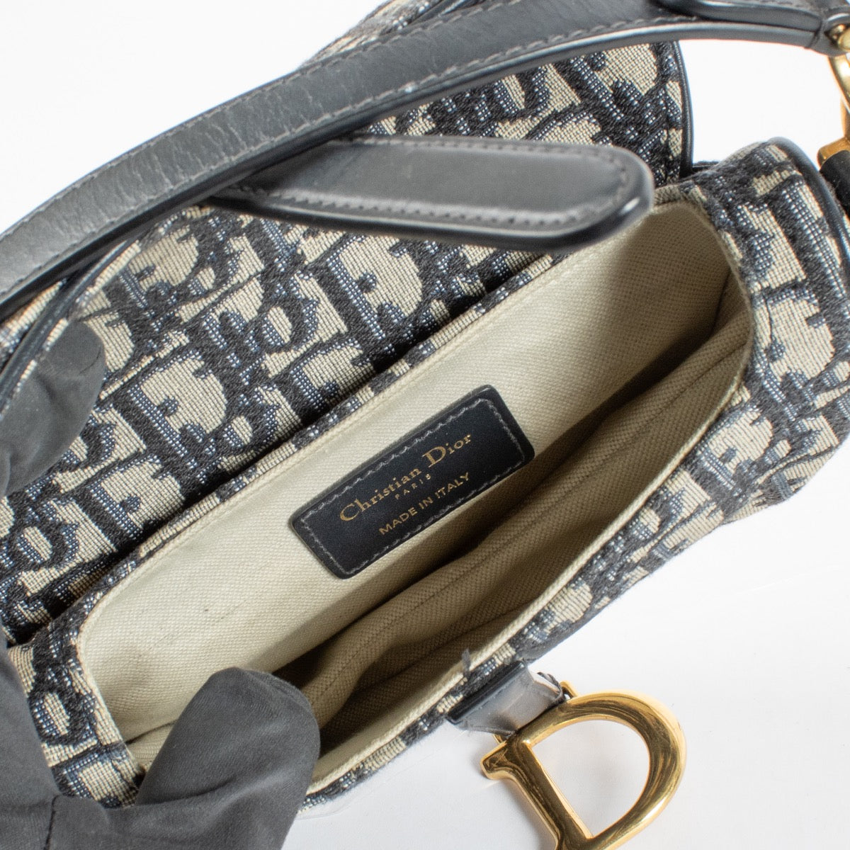 Authentic Second Hand Christian Dior Blue Oblique Mini Saddle Bag on Labellov.com