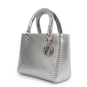 Christian Dior Lady Dior Medium Silver Micro Cannage Bag