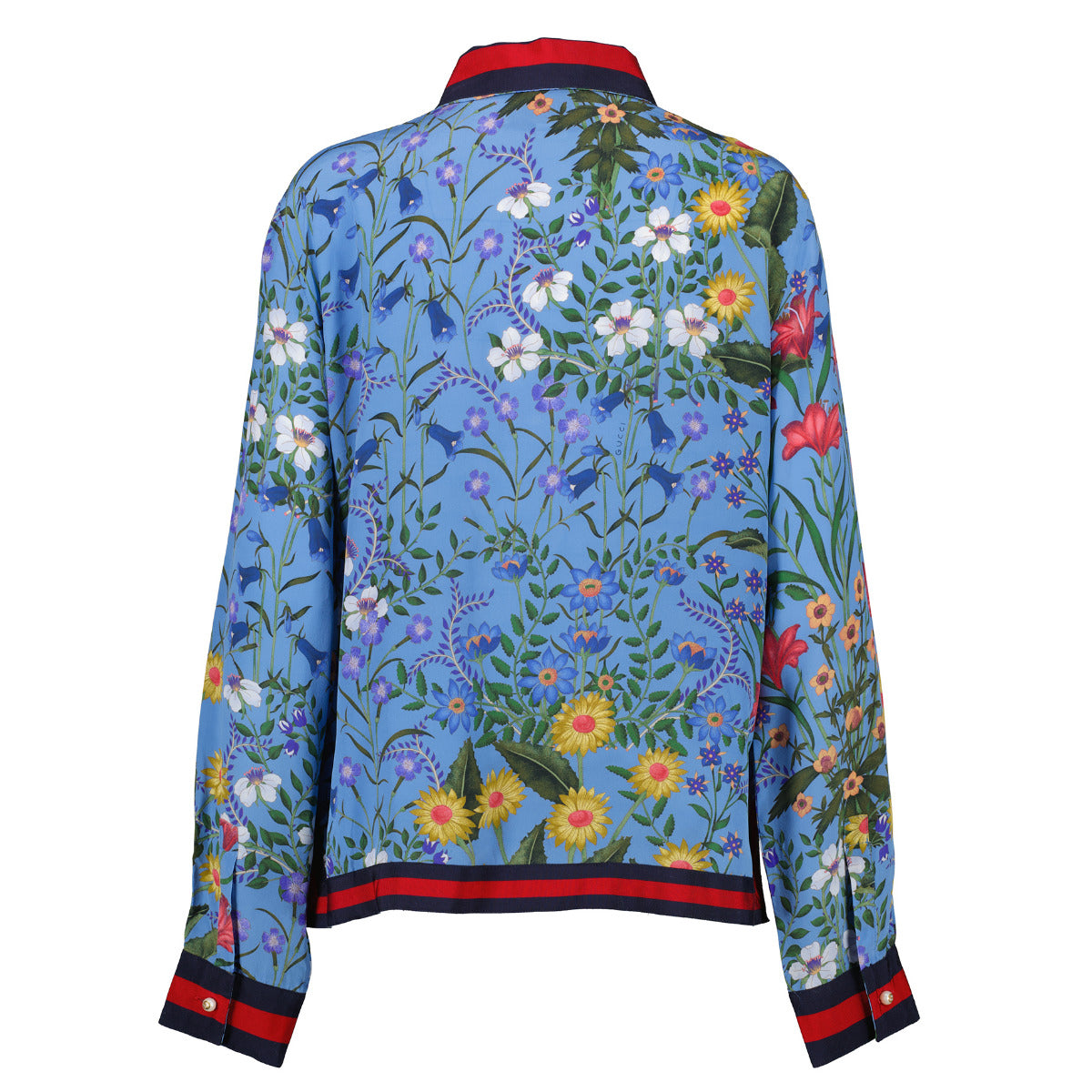 Gucci Blue Floral Print Web Silk Set