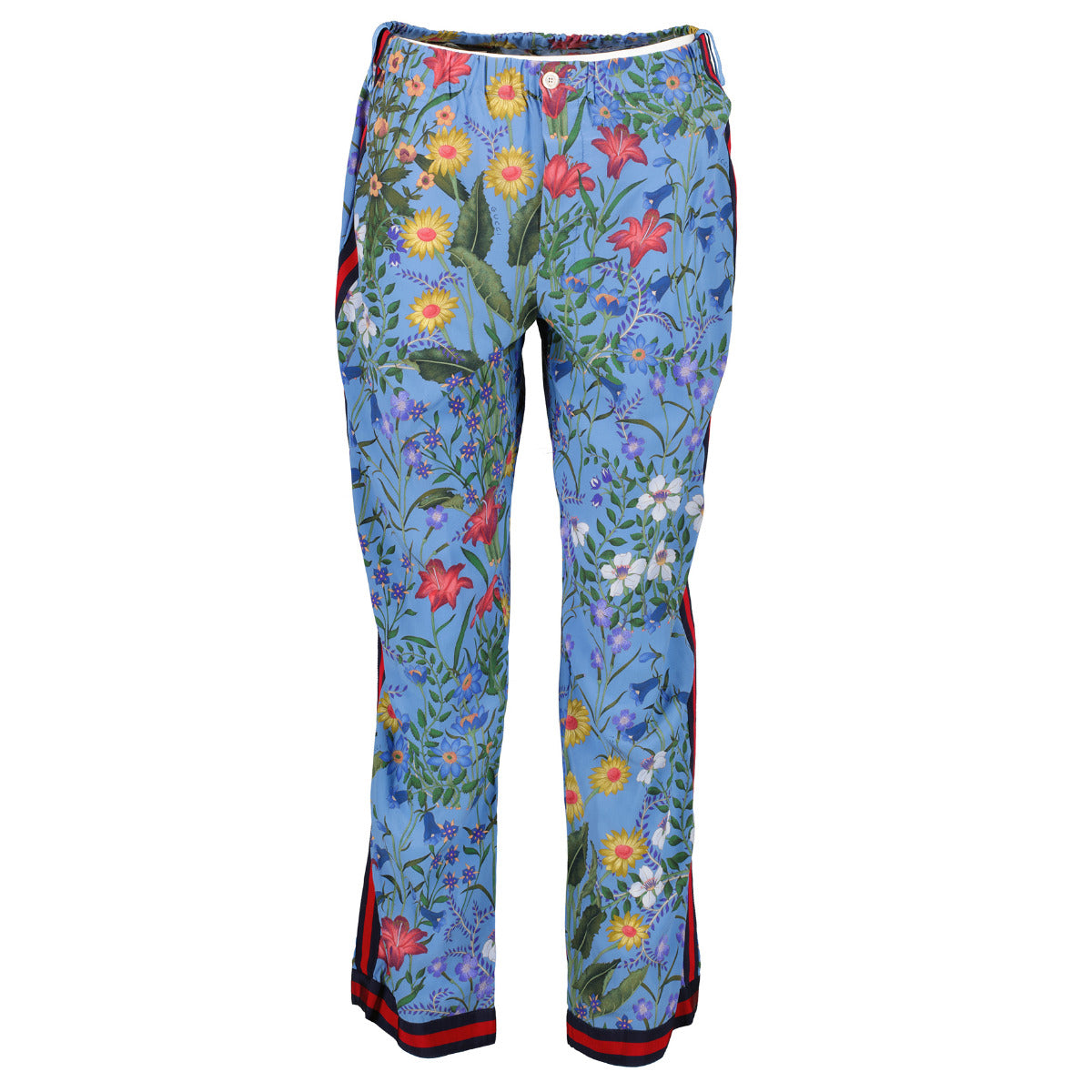Gucci Blue Floral Print Web Silk Set