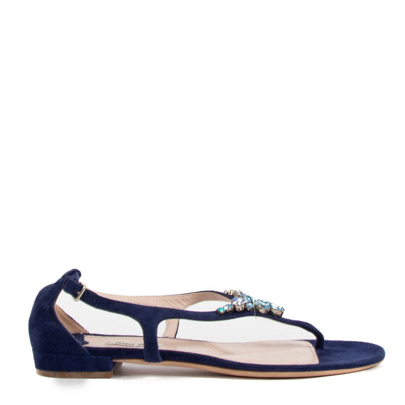 Shop safe online at Labellov in Antwerp, Brussels and Knokke these 100% authentic second hand Miu Miu Blue Sandals - size 39