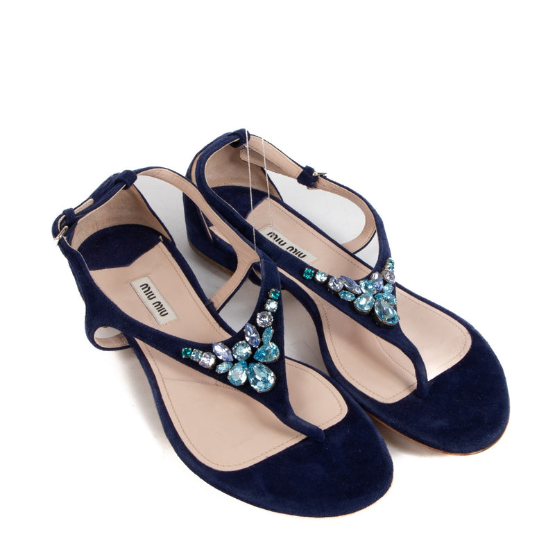 Shop safe online at Labellov in Antwerp, Brussels and Knokke these 100% authentic second hand Miu Miu Blue Sandals - size 39