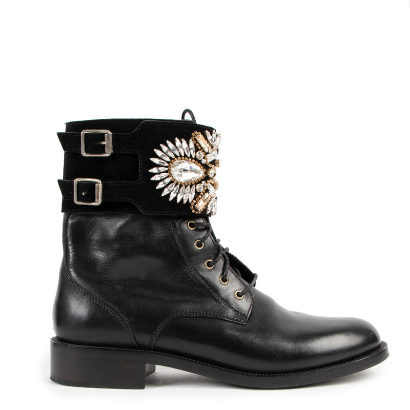 Rene Caovilla Black Crystal Biker Boots - Size 38,5 for the best price at Labellov secondhand luxury in Antwerp. We buy and sell your authentic designer bags online.