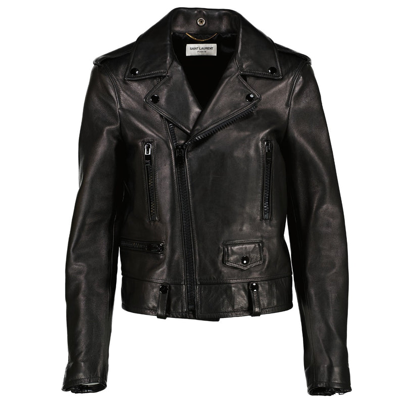 authentic second hand Saint Laurent Black Lambskin Leather Biker Jacket by labellov