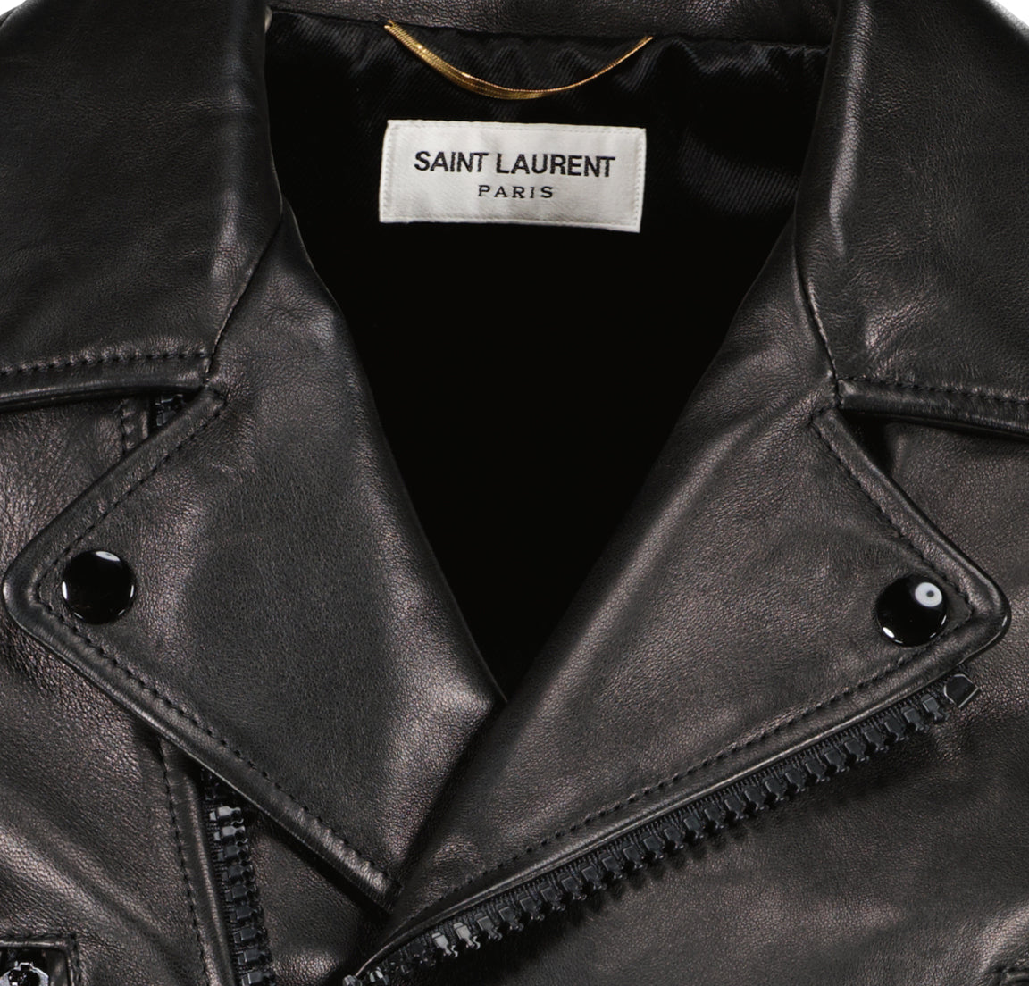 authentic second hand Saint Laurent Black Lambskin Leather Biker Jacket by labellov