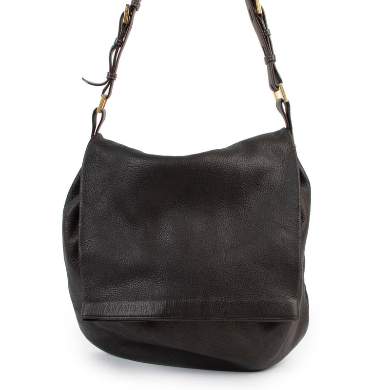 Shop safe online at Labellov in Antwerp this 100% authentic second hand Delvaux Le Leon MM Brown Leather Shoulder Bag