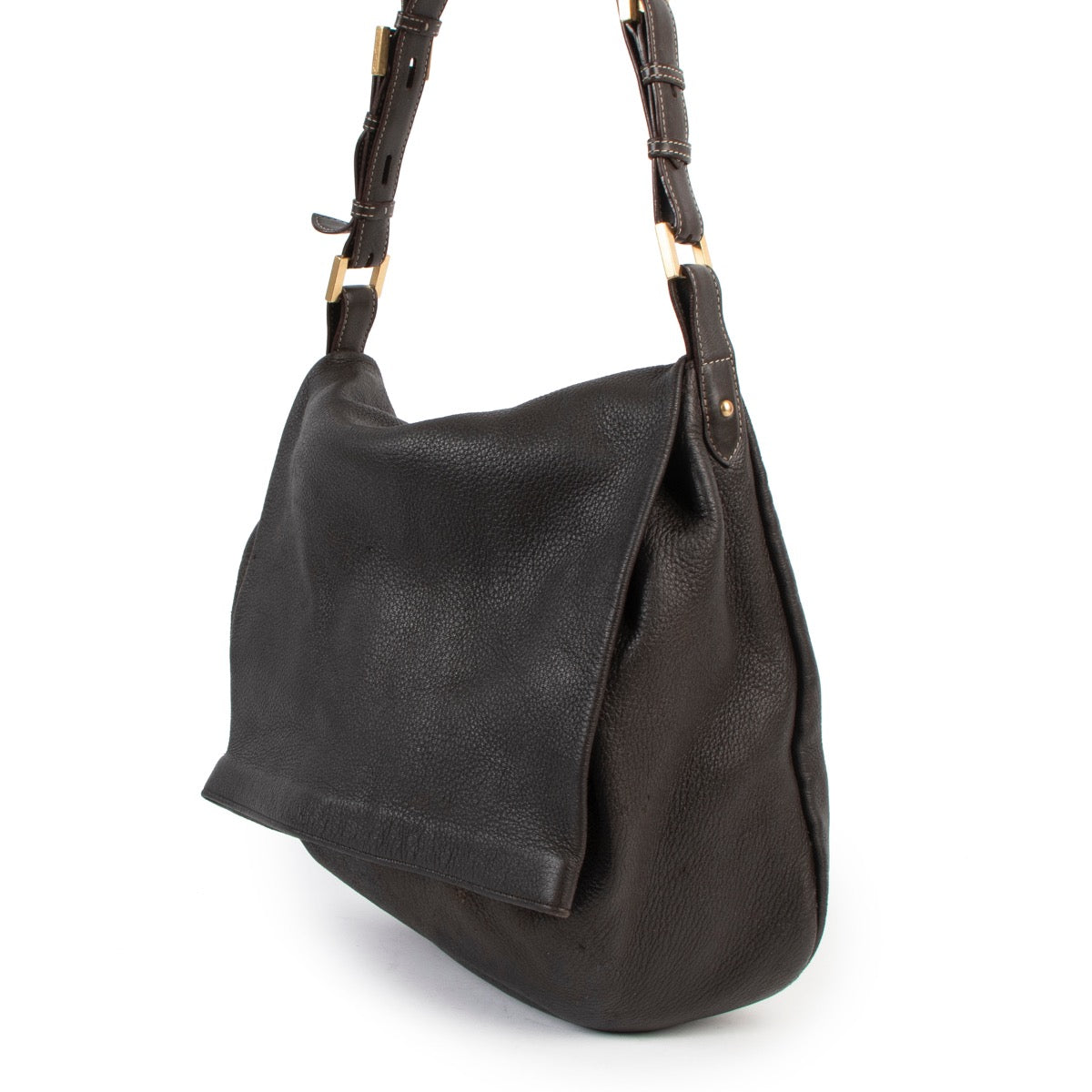 Shop safe online at Labellov in Antwerp this 100% authentic second hand Delvaux Le Leon MM Brown Leather Shoulder Bag
