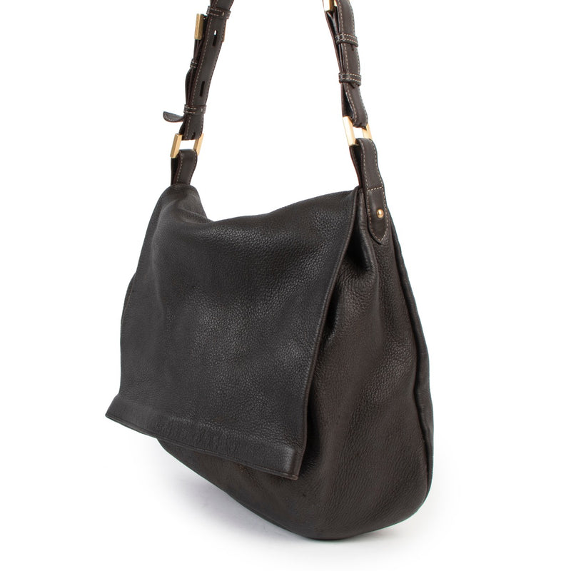 Shop safe online at Labellov in Antwerp this 100% authentic second hand Delvaux Le Leon MM Brown Leather Shoulder Bag