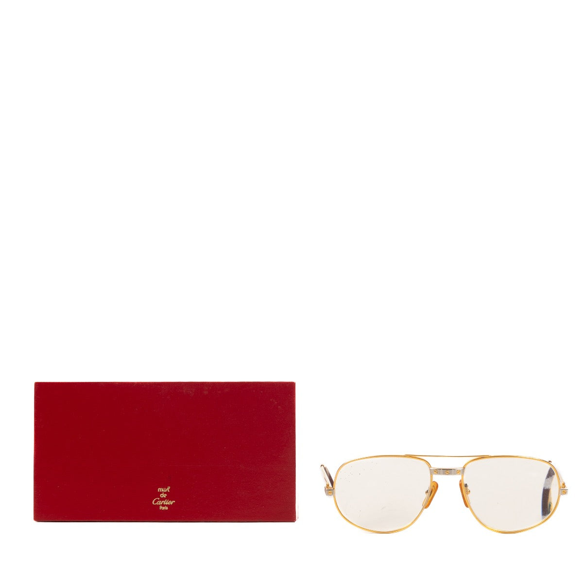Shop safe online at Labellov in Antwerp, Brussels and Knokke these 100% authentic second hand Cartier Gold Santos Optical Glasses