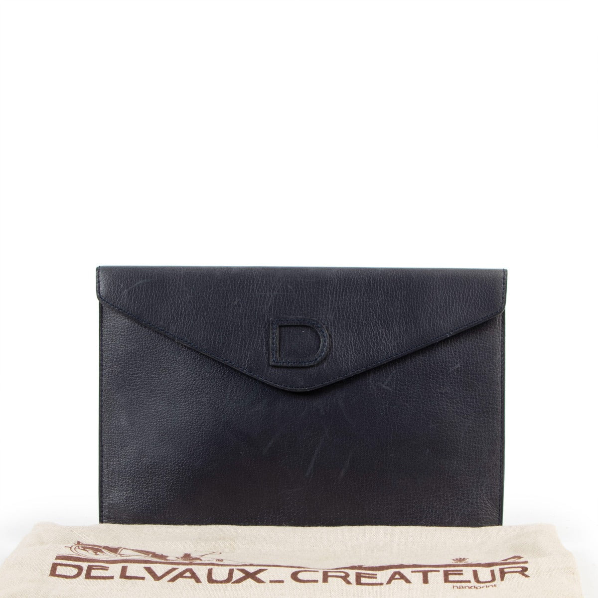 Delvaux Blue Grained Leather Clutch