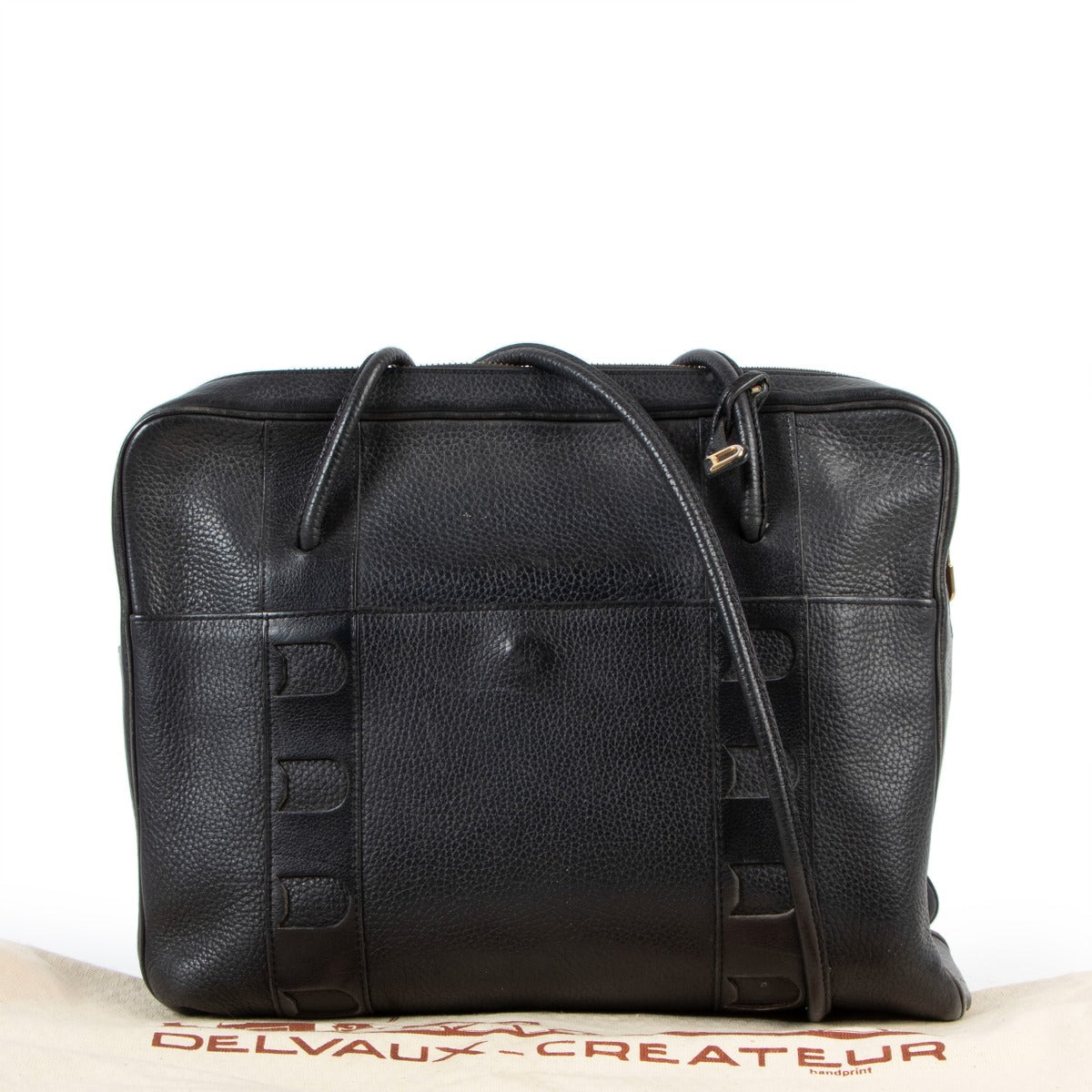 Buy online an authentic second hand Delvaux dark blue grained leather Margot shoulder bag in preloved condition at Labellov in Antwerp.