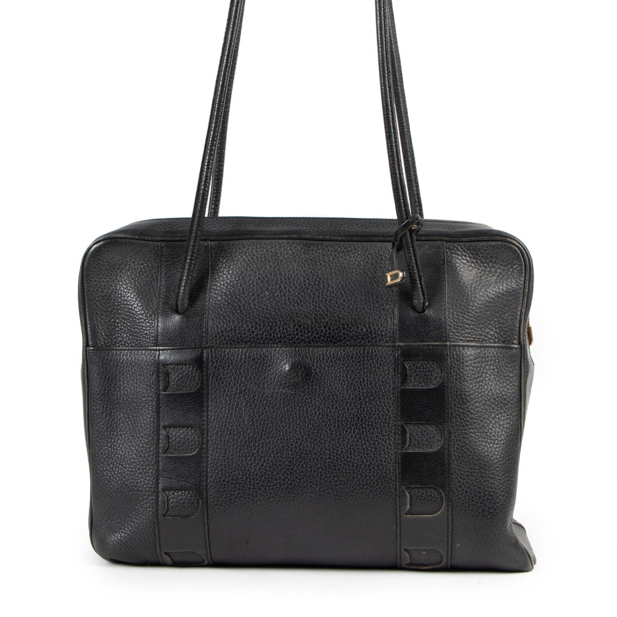 Buy online an authentic second hand Delvaux dark blue grained leather Margot shoulder bag in preloved condition at Labellov in Antwerp.