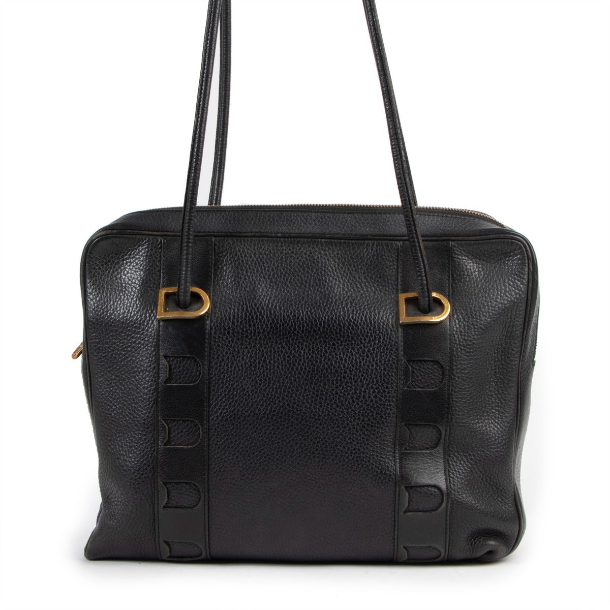 Buy online an authentic second hand Delvaux dark blue grained leather Margot shoulder bag in preloved condition at Labellov in Antwerp.