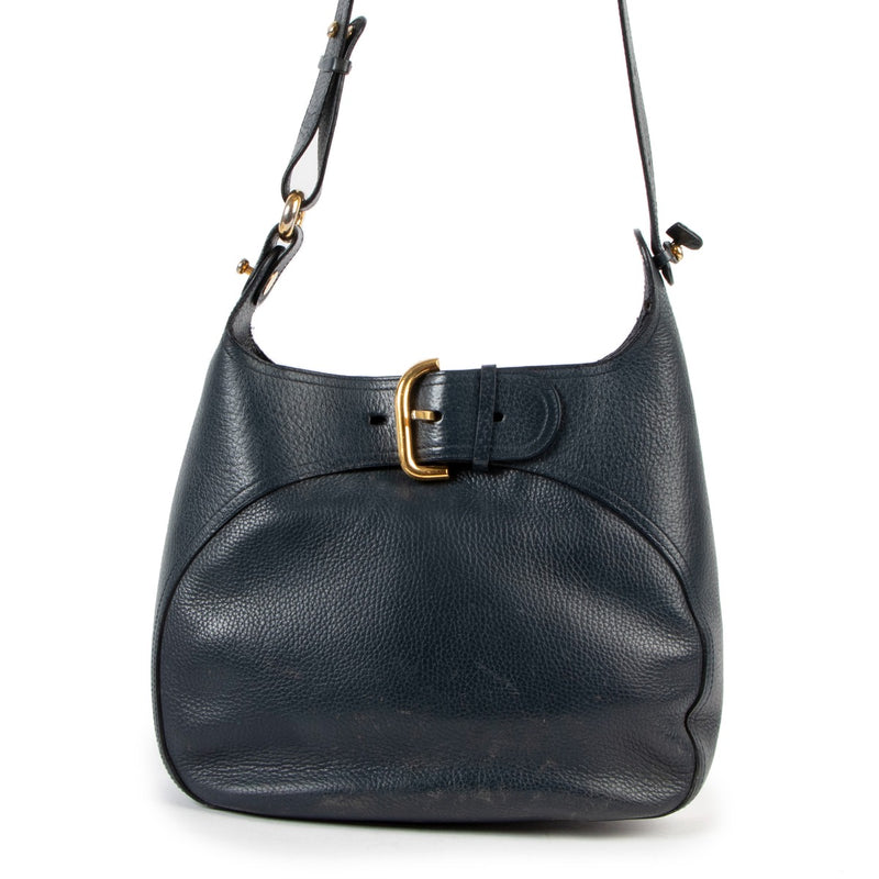 Delvaux Blue Chardonnay Grained Leather Shoulder Bag