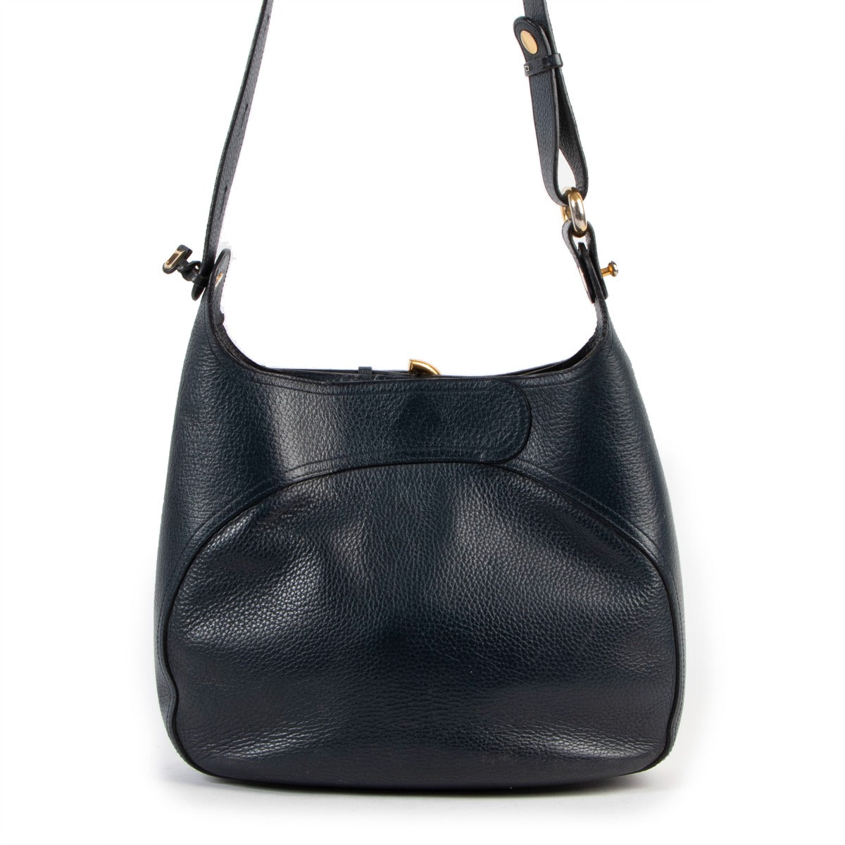 Delvaux Blue Chardonnay Grained Leather Shoulder Bag