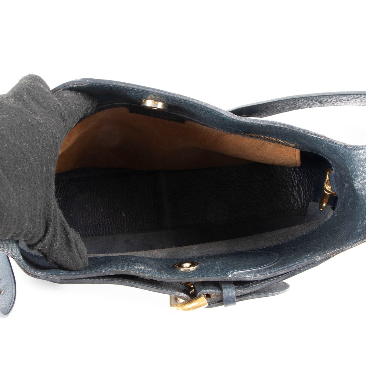 Delvaux Blue Chardonnay Grained Leather Shoulder Bag