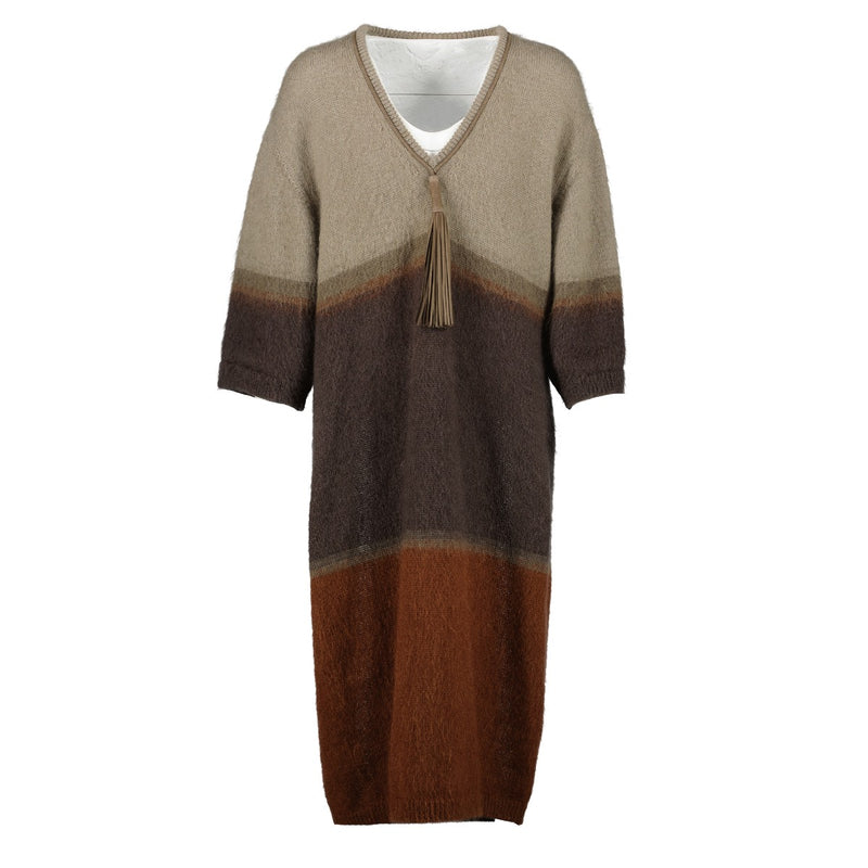 Hermès Brown Mohair Tassel Dress