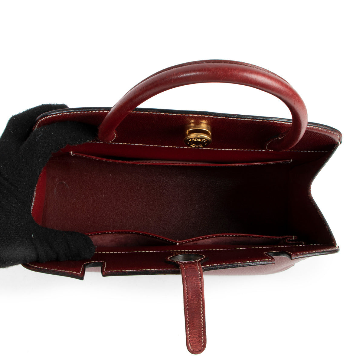authentic second hand Hermès Dalvy Rouge H Couchevel Vintage Handbag Labellov.com