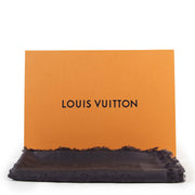 Louis Vuitton Dark Grey Monogram Shawl Silk & Wool Scarf