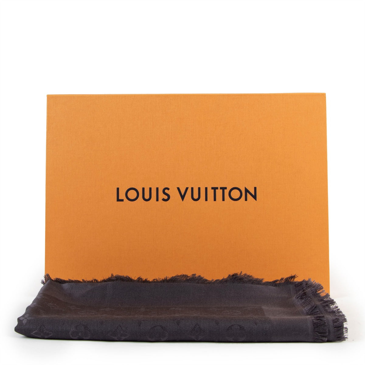 Louis Vuitton Dark Grey Monogram Shawl Silk & Wool Scarf