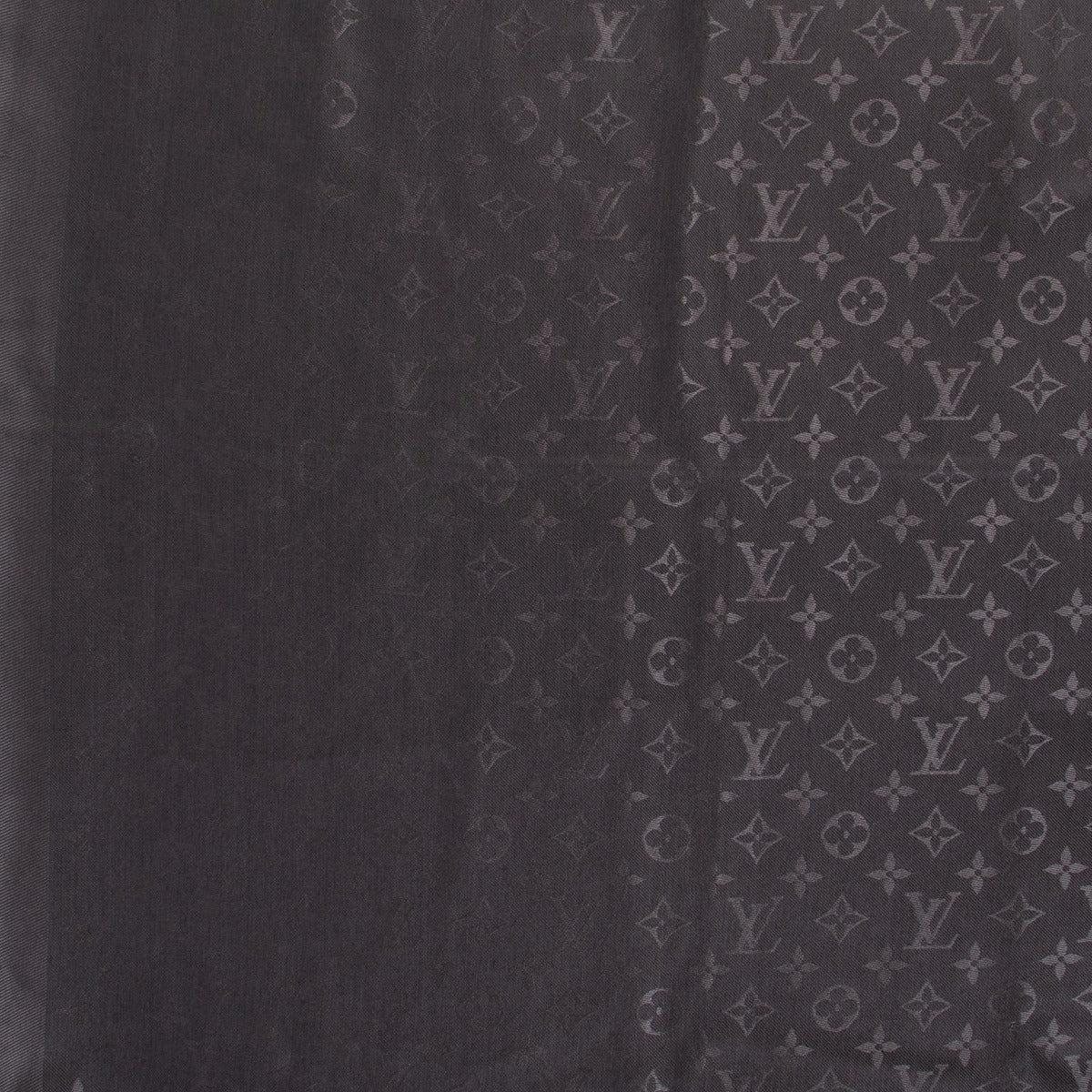 Louis Vuitton Dark Grey Monogram Shawl Silk & Wool Scarf