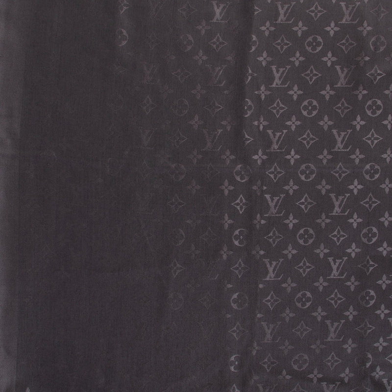 Louis Vuitton Dark Grey Monogram Shawl Silk & Wool Scarf