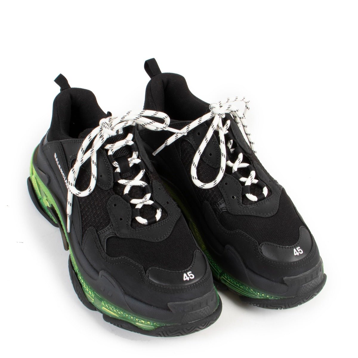 Balenciaga Triple S Black & Green Clear Sole Sneakers