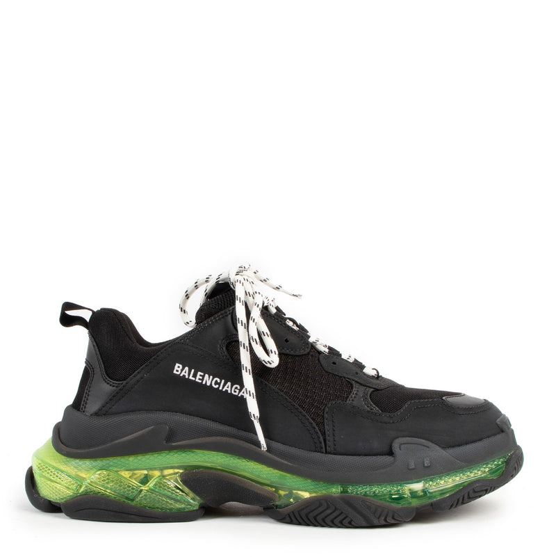 Balenciaga Triple S Black & Green Clear Sole Sneakers
