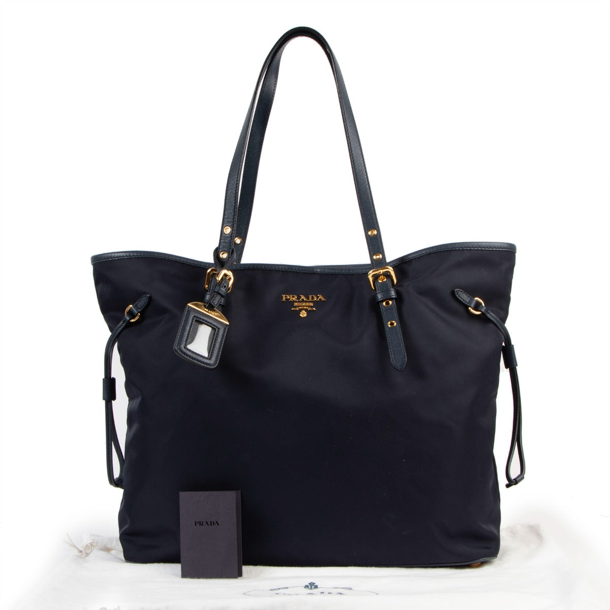 Prada Navy Blue Nylon Shopper Bag