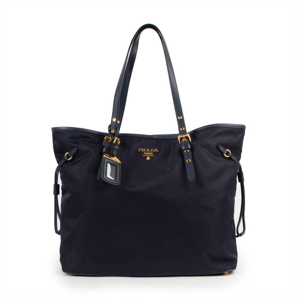 Prada Navy Blue Nylon Shopper Bag