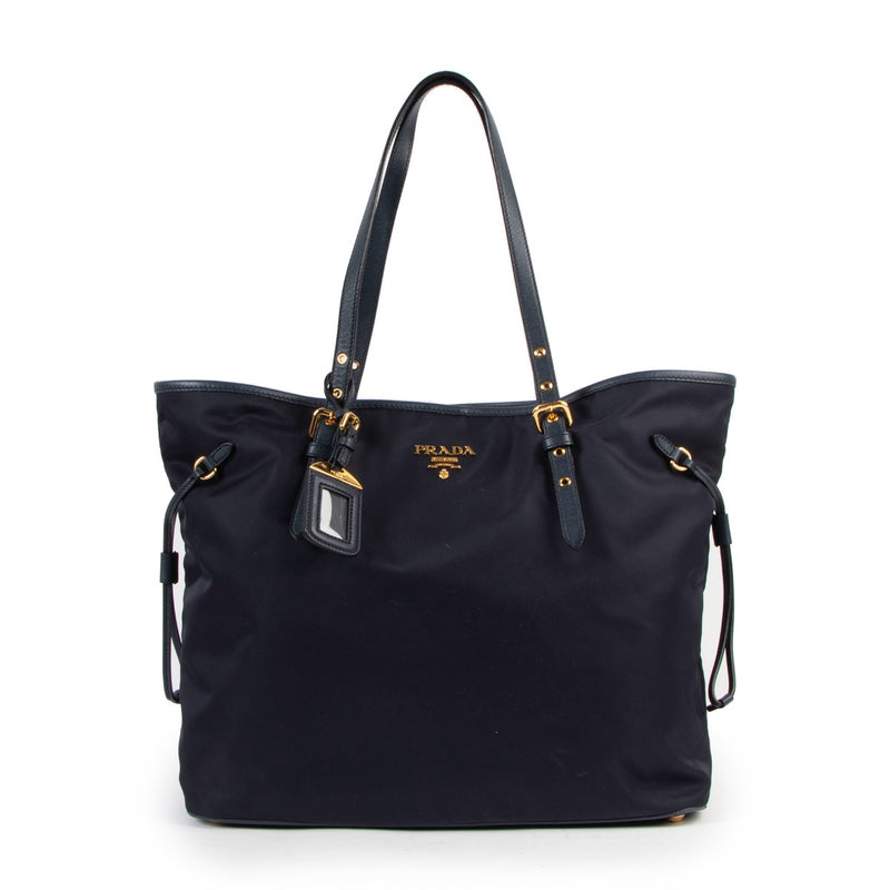 Prada Navy Blue Nylon Shopper Bag