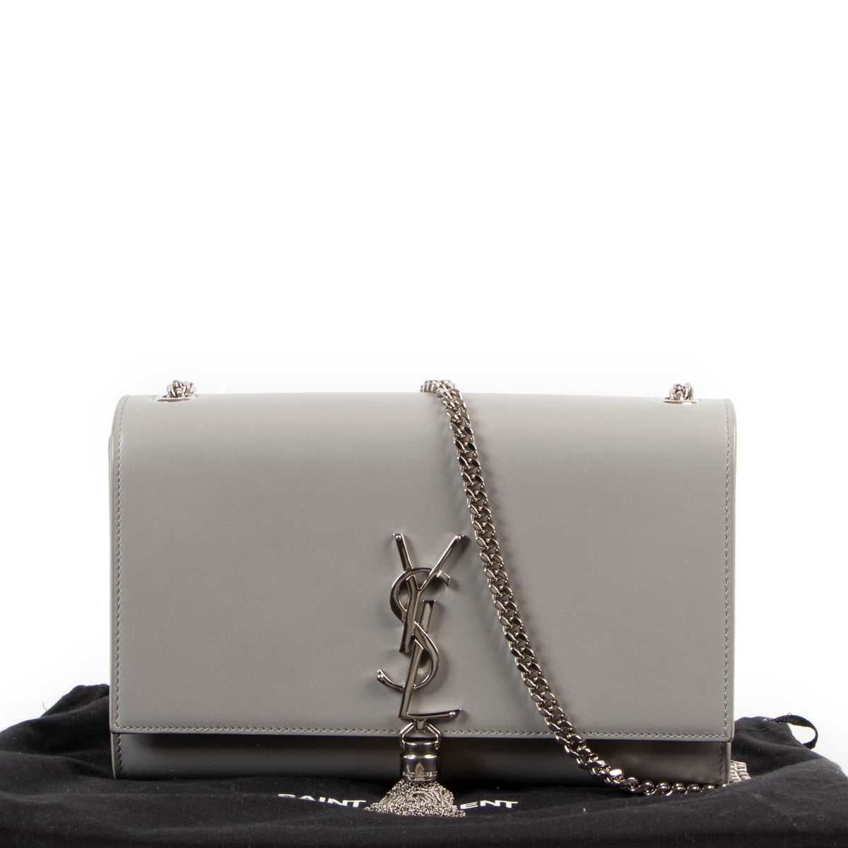 Are you looking for an authentic designer Saint Laurent Grey Smooth Calfskin Medium Kate Tassel Crossbody?