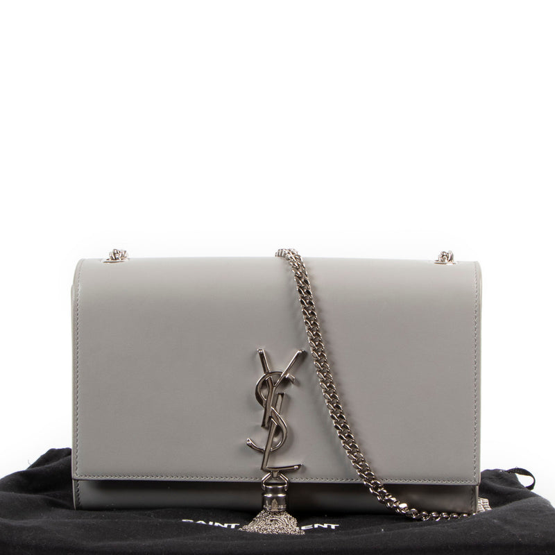 Are you looking for an authentic designer Saint Laurent Grey Smooth Calfskin Medium Kate Tassel Crossbody?