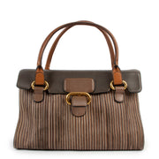 Delvaux Dark Taupe Toile de Cuir Top Handle Bag