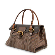 Delvaux Dark Taupe Toile de Cuir Top Handle Bag