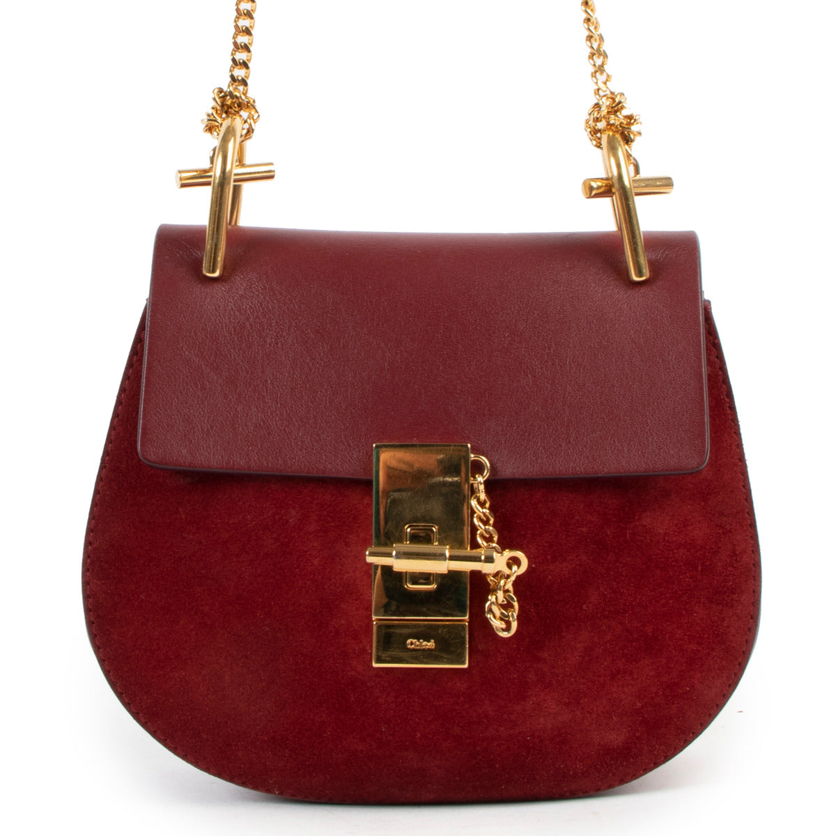 Chloé Mini Red Bicolor Drew Crossbody Bag for the best price at Labellov secondhand luxury in Antwerp