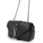 Buy online an authentic second hand Saint Laurent Black Sheepskin Mini College Flap Crossbody Bag in very good condition at Labellov in Antwerp.