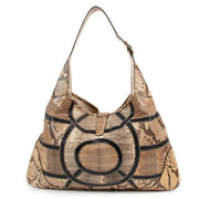 Gucci Jackie Beige Python Patchwork Shoulder Bag
