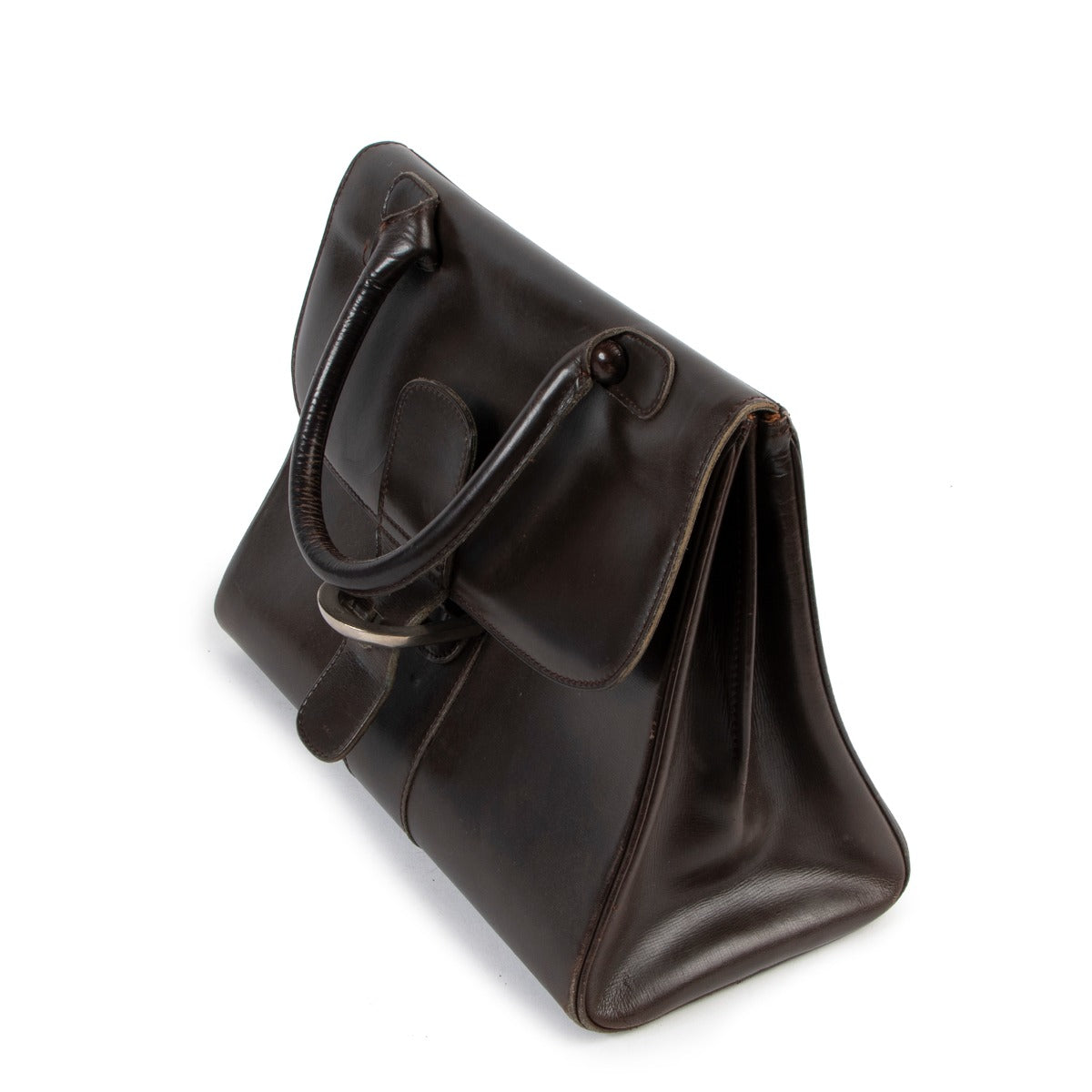 Delvaux Brillant MM Box Calf Vintage Handbag