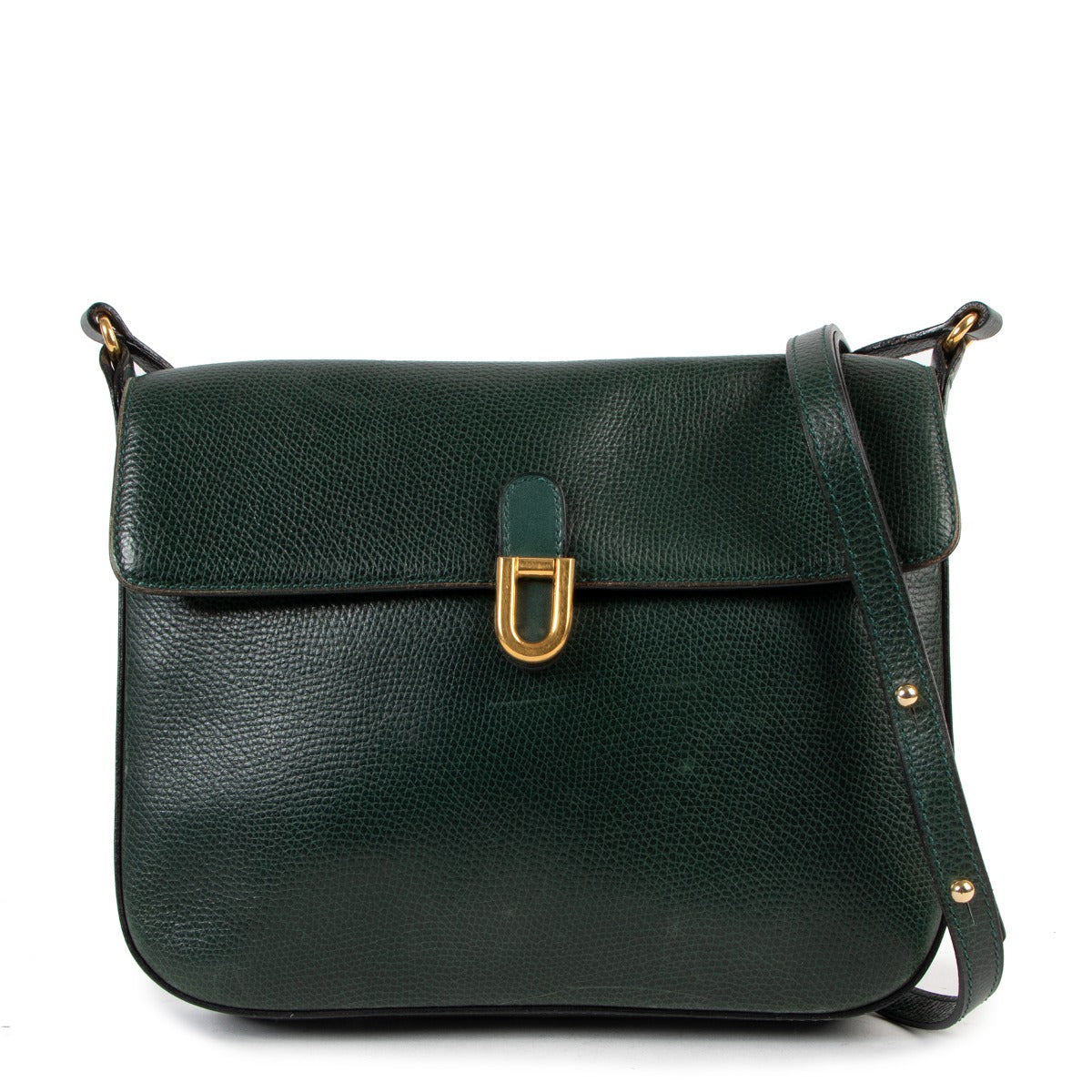 Delvaux Green Leather Vintage Crossbody Bag