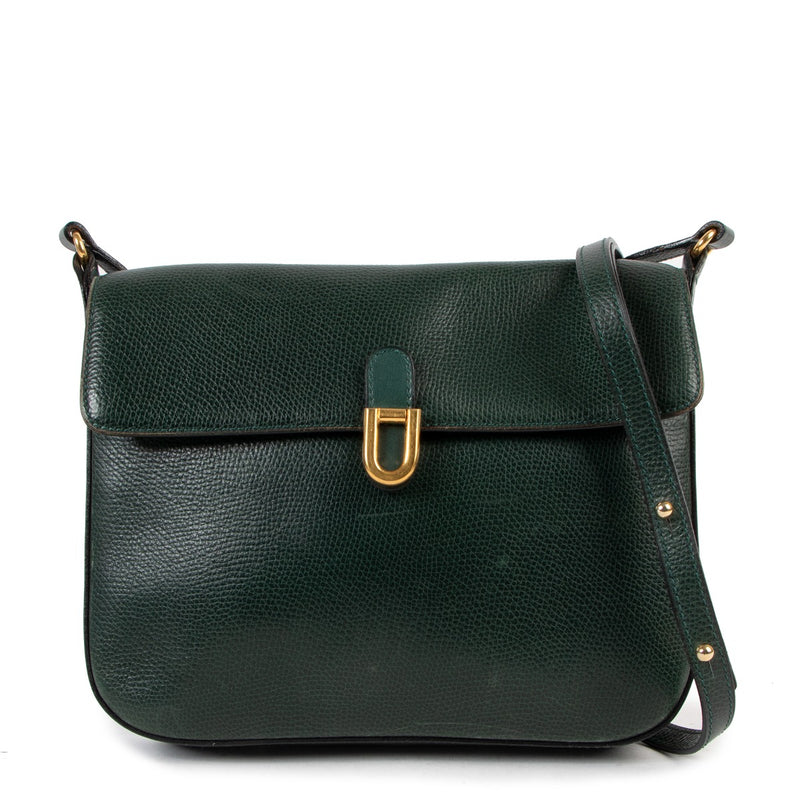 Delvaux Green Leather Vintage Crossbody Bag