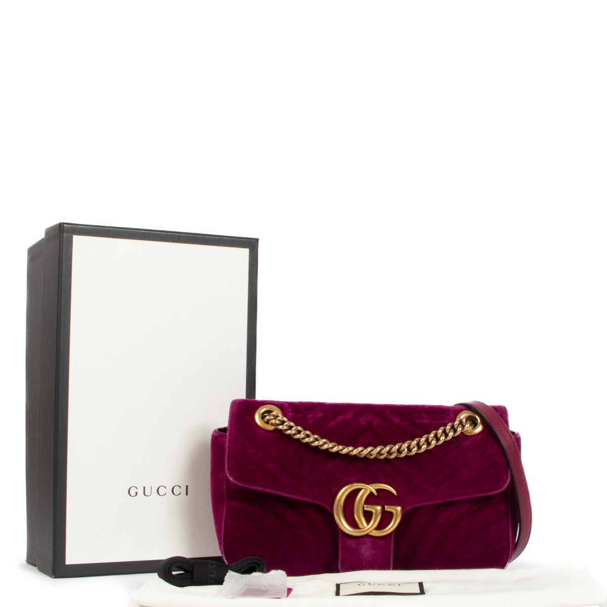 Shop a 100% authentic Gucci Small GG Marmont Velvet Purple Shoulder Bag on Labellov.com