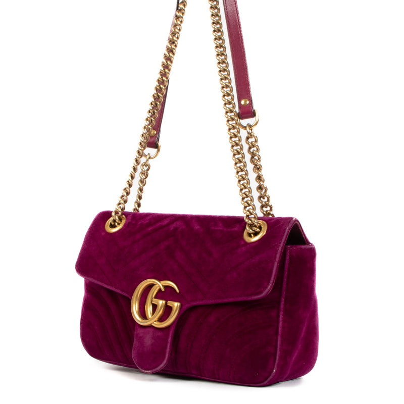Shop a 100% authentic Gucci Small GG Marmont Velvet Purple Shoulder Bag on Labellov.com