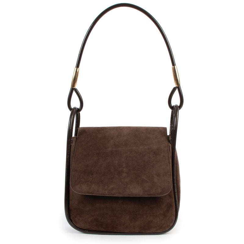 Buy authentic second hand Gucci Brown Suede Nubuck Shoulder Bag in good condition at Labellov in Antwerp.