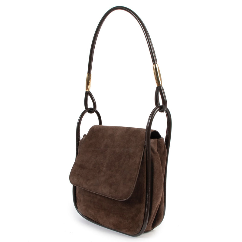 Buy authentic second hand Gucci Brown Suede Nubuck Shoulder Bag in good condition at Labellov in Antwerp.