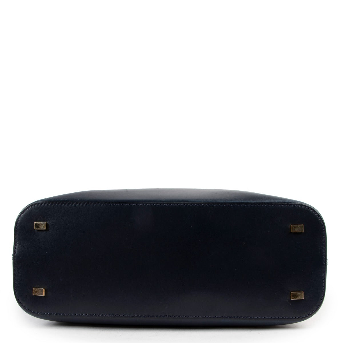 Celine Vintage Round Handle Dark Blue Leather Tote Bag