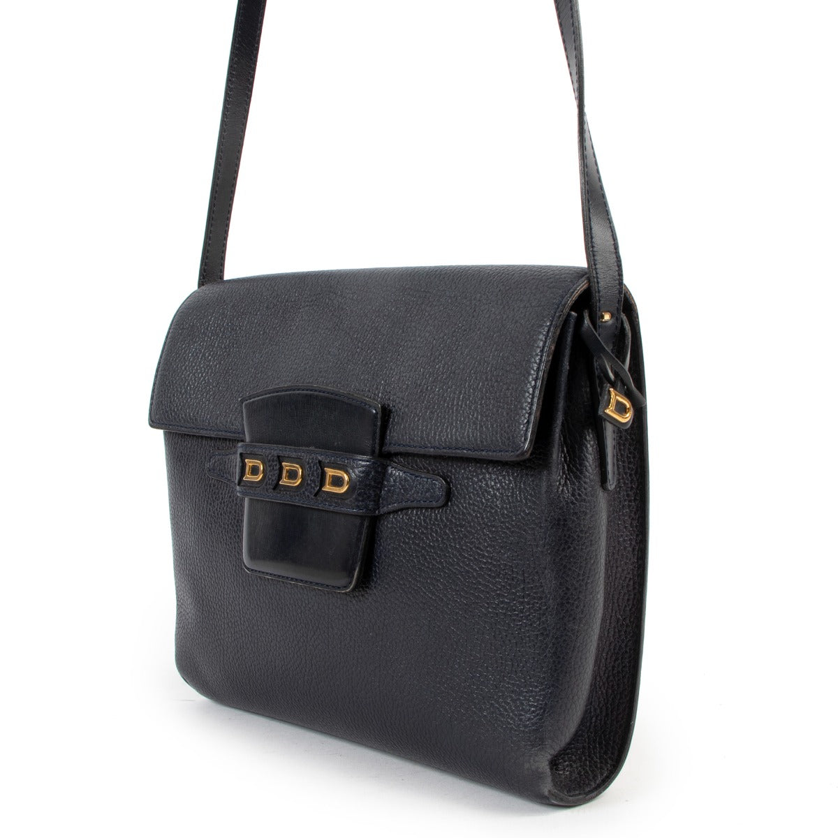 Buy online an authentiek second hand Delvaux dark blue Frimaire crossbody bag in preloved condition at Labellov in Antwerp.