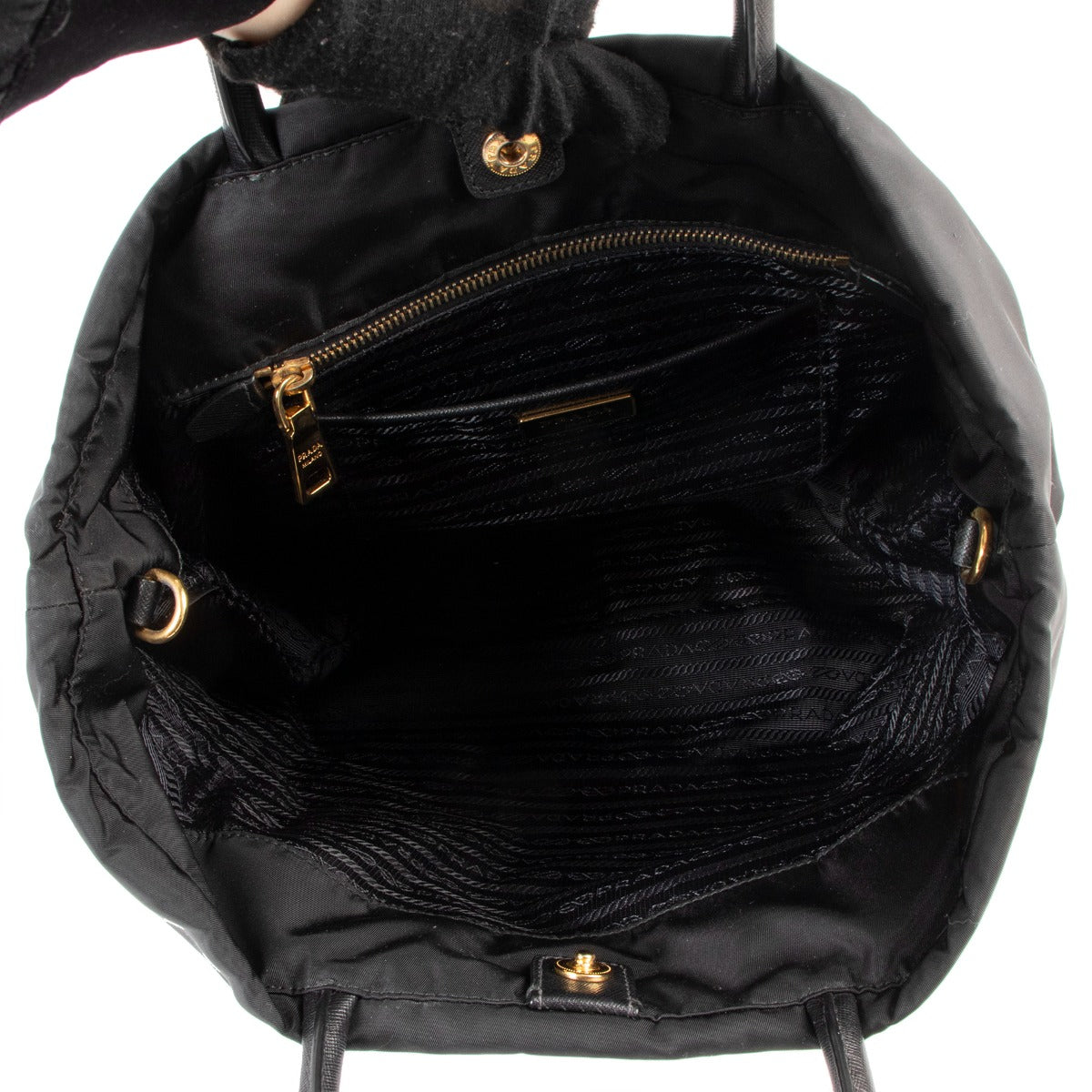 Prada BN2531 Tessuto Black Nylon Front Pocket Convertible Shopping Tote Bag