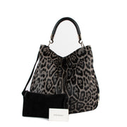Yves Saint Laurent Grey Leopard Print Roady Large Shoulder bag