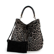 Yves Saint Laurent Grey Leopard Print Roady Large Shoulder bag